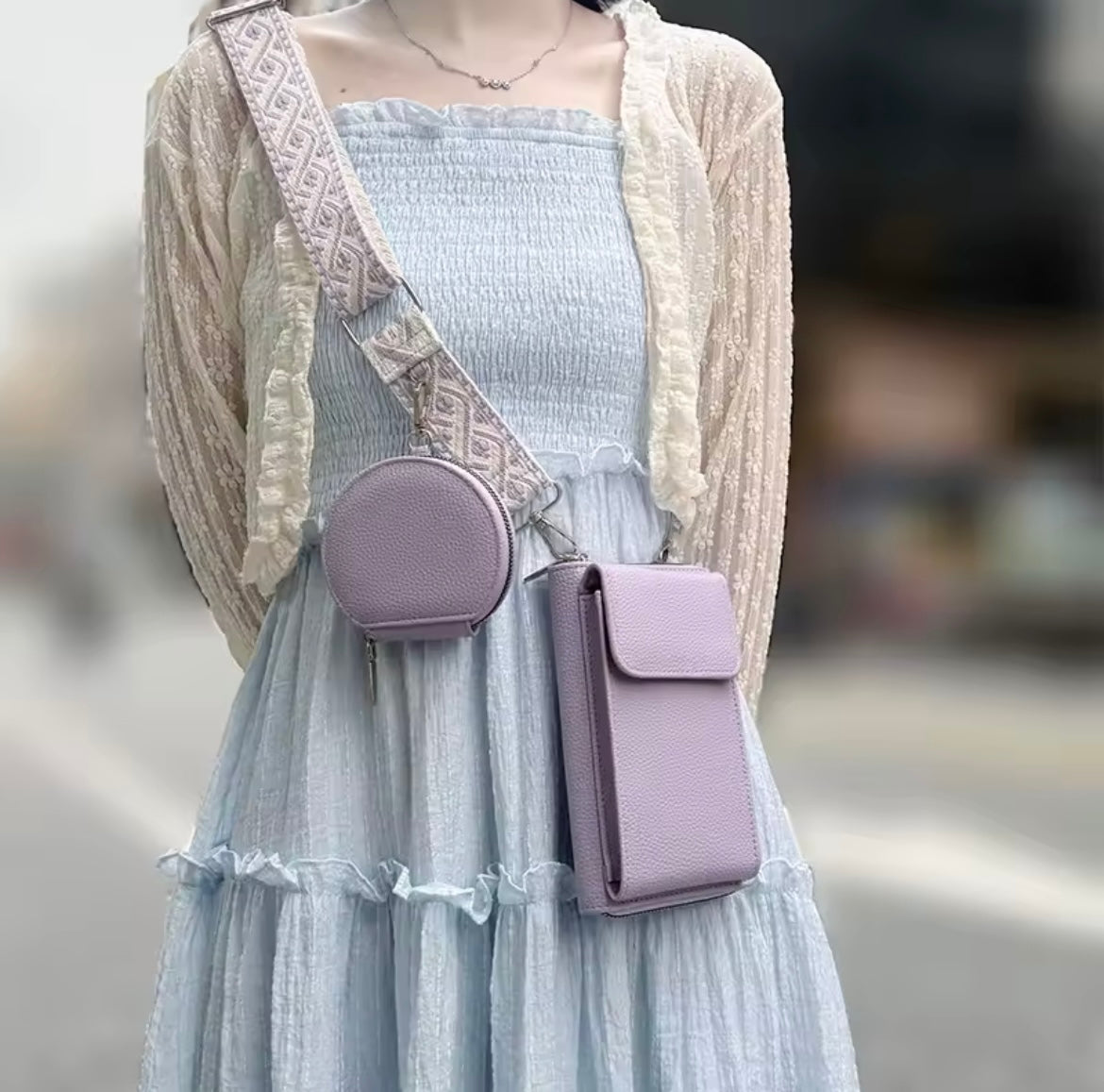 Bolso Portacel Correa Tejida 1 Bolsillo